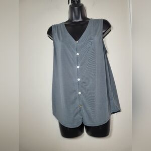 Green Envelope Grey Sleeveless Mother of Pearl Top sz L
